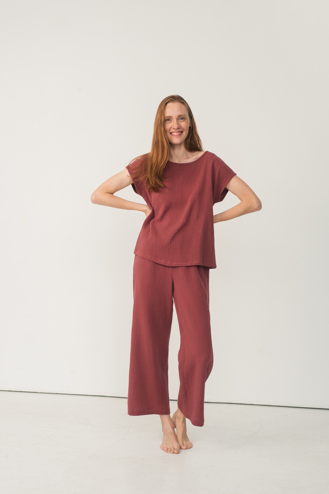 Gauze Sets Women Coord Summer Set Muslin Lounge Set Two Piece Matching