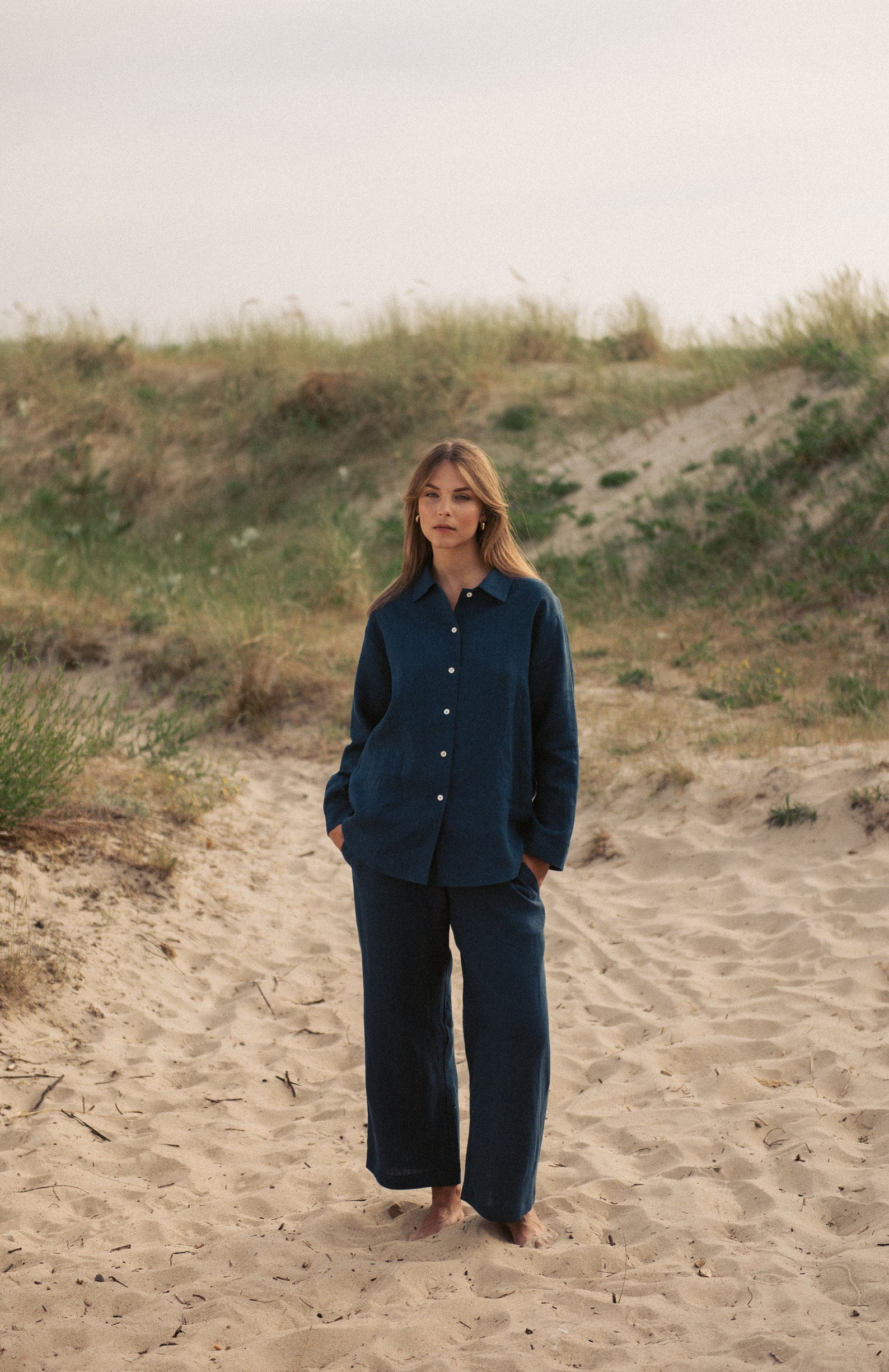 Wide Leg Linen Pants for Women - Flowy Mid Rise Trousers - Sraight ...