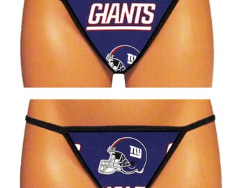 New York Giants Thong/G-String (Made From 100% Cotton Licensed NFL Fabric)