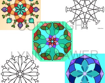 Charmed Set from Super Simple Mandalas 2 | 5 Easy Colouring Pages | Mandala Printables