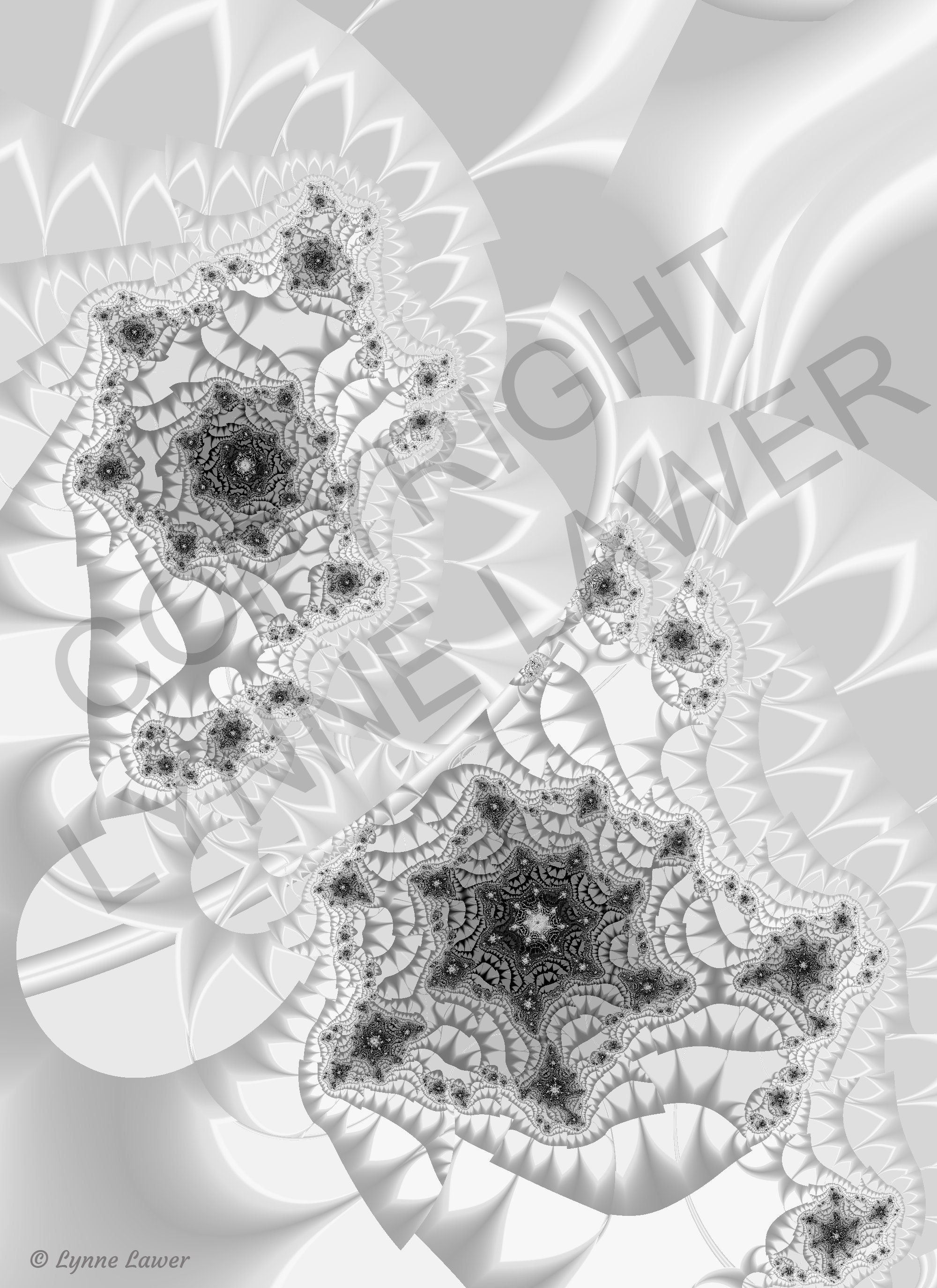 Icy Lace Printable Greyscale Fractals | 5 Different Fractals ...