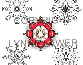 Bells Set from Super Simple Mandalas | 5 Easy Colouring Pages | Mandala Printables