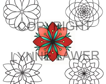 Chrysanthemum Set from Super Simple Mandalas | 5 Easy Colouring Pages | Mandala Printables