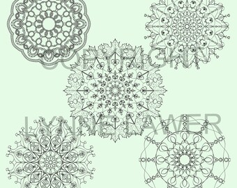 Petals and Leaves Mandala Set | 5 Colouring Pages | Mandala Printables