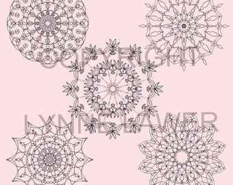 The Fuchsia is Bright Mandala Set | 5 Colouring Pages | Mandala Printables