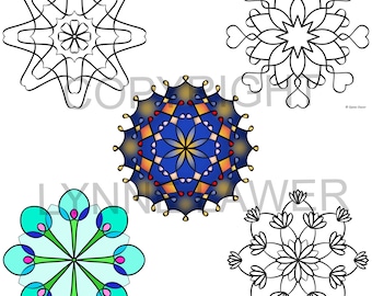 Flourish Set from Super Simple Mandalas 2 | 5 Easy Colouring Pages | Mandala Printables