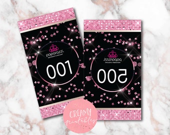 Printable Paparazzi numbers, Paparazzi Jewelry live sale numbers, Normal-Mirrored number tags, 001-500, Printable PDF, Glitter