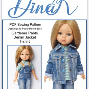 Paola Reina  for doll 13"  Denim Overalls, Jackets, T-shirt  Patterns PDF Download - Paola Reina clothes