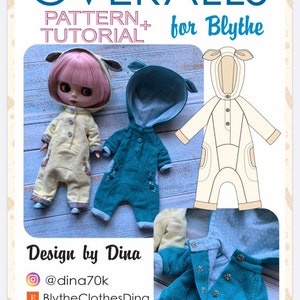 Blythe Overalls Patterns PDF and Tutorial Download - Blythe clothes - Blythe outfit