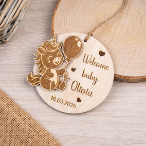 Decorazione per annuncio nascita / Cartello di benvenuto / Accessorio per social media per neonato / Targa personalizzata con nome e data / Regalo per neonato / Decorazione per cameretta