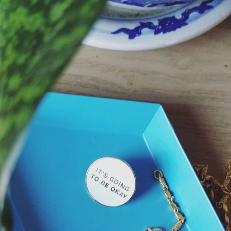 Shy Galaxy white and gold Holiday Gift Motivational Gift It\u2019s going to be okay Pin Hard Enamel pin