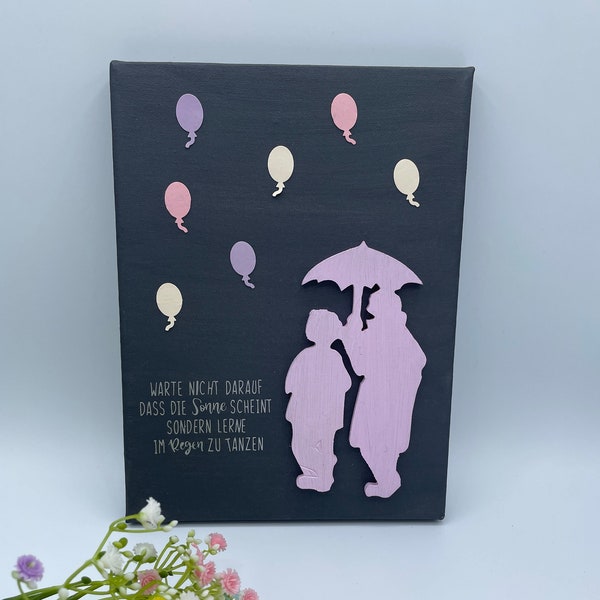 Wandbild Luftballon-Regen + Spruch - 18x24cm