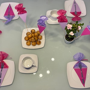 Komplett-Set Deko + Einladungskarten zur Einschulung Schulanfang, pink rosa