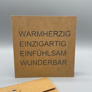 Karte inkl. Umschlag - WARMHERZIG..., Format: Karte 13,5 x 13,5cm (geschlossen) - Umschlag 14,0 x 14,0cm