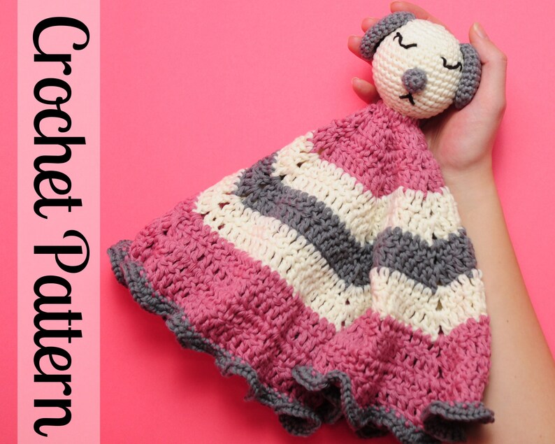 Sleepy Puppy Lovey  Crochet Lovey Pattern  Amigurumi Lovey image 1