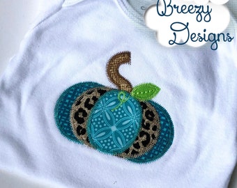 Squatty Pumpkin Zig Zag Applique, Halloween Pumpkin Patch Applique - Machine Embroidery Files - Digital Download