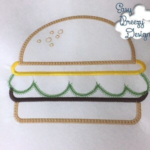 Hamburger Applique Design, Burger and Bun Cookout Applique Design, Cheeseburger Embroidery Design - BBQ Theme - Digital Download Files