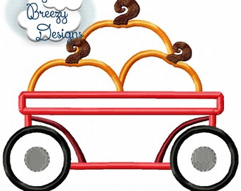 Tractor Wagon with Pumpkins Applique, Farm Life, Harvest Applique - Machine Embroidery Files - Digital Download