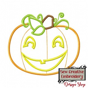 Smiling Jack O'lantern Pumpkin Applique, Pumpkin Patch Applique, Halloween Pumpkin Applique - Machine Embroidery Files - Digital Download