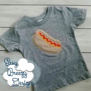 Hotdog Applique Design, Hot Dog and Bun Cookout Applique Design, Great for Boys - BBQ Theme - Digital Download Files