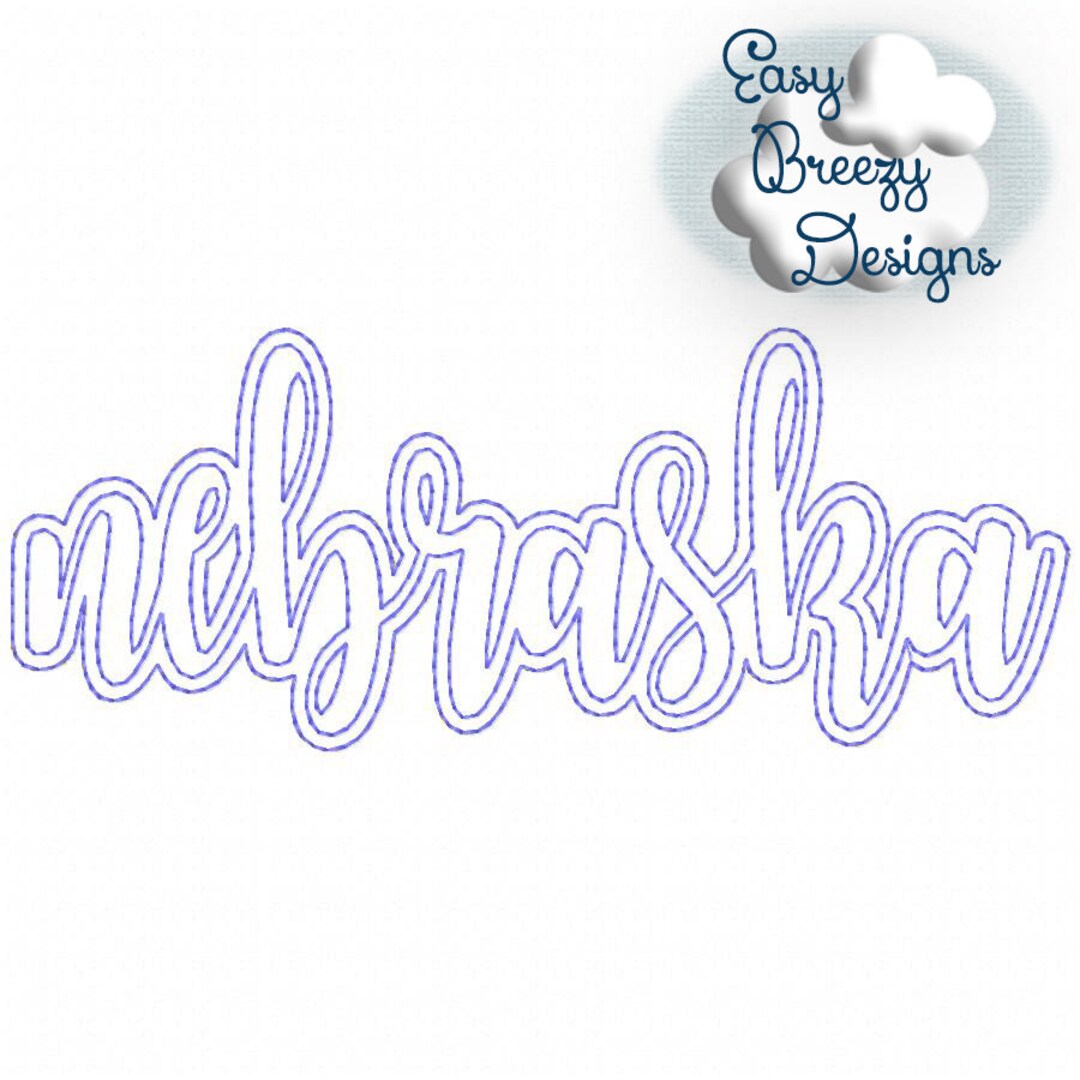 Script Nebraska Script Nebraska Lowercase Applique Design, Raggy Applique Design, State ...