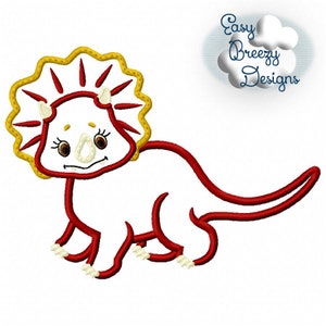 Dino Tri Applique, Girl Dinosaur Triceratops Applique Embroidery Design, Baby Dinosaur - Machine Embroidery Files