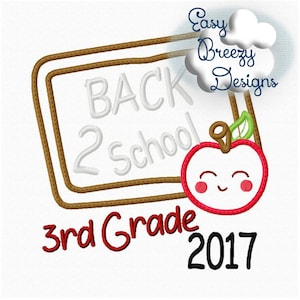 B2S Chalkboard Set Applique Designs, Slate, Any Year, Elementary School Applique Set, Back to School - Machine Embroidery Files - Digital Do