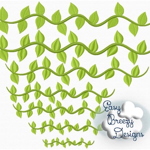 Vine Border Embroidery Design, Vine Embroidery Design, Leafy Vine Embroidery - Digital Download Files