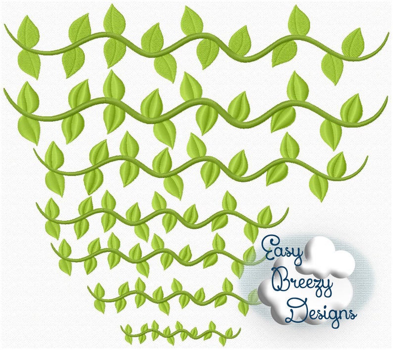 Vine Border Embroidery Design Vine Embroidery Design Leafy Etsy