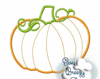 Fat Pumpkin Applique, Fall Pumpkin Applique, Halloween Pumpkin Patch Applique - Machine Embroidery Files - Digital Download