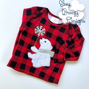 Christmas Bear Applique Design, Polar Bear Embroidery Design, Christmas Applique, Balloon Bear- Machine Embroidery Files - Digital Download