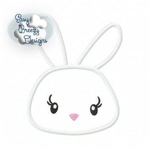 Bunny Face Applique, Easter Bunny Embroidery Applique Design, Spring Animal Embroidery - Machine Embroidery Files - Digital Download