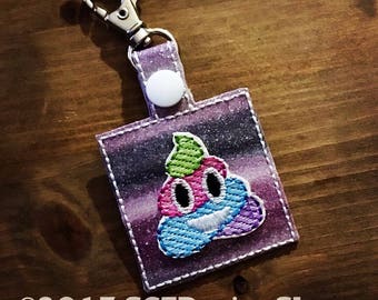 ITH Emoji Rainbow Poop Key Fob Design, Emoji Rainbow Poop Feltie, Rainbow Poop In The Hoop Set - Machine Embroidery Files - Digital Download