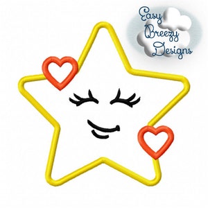 Star Love Applique Design, Emoji Applique, Star in Love, Star Applique, Star Emoji Applique Design - Embroidery File - Digital Download