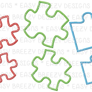 Autism Puzzle, Puzzle Pieces, Autism Awareness, Applique Embroidery Design – Machine Embroidery Files – Digital Download