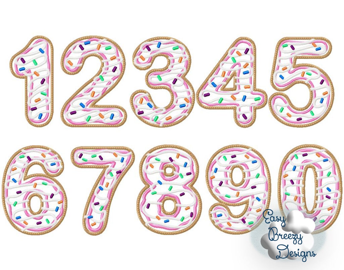 Donut Applique Numbers Donuts with Sprinkles Applique | Etsy