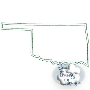 Oklahoma State Outline Raggy Applique, State Home Design Download, My Heart Is In, Home State  - Digital Download Machine Embroidery File
