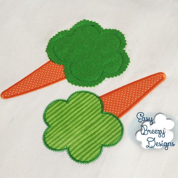 Carrot Applique, 2 Styles, Spring Garden, Easter Applique - Machine Embroidery Files - Digital Download