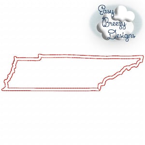 Tennessee State Outline Applique, Raggy Applique, State Home Design Download – Digital Download Machine Embroidery File