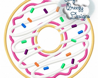 Iced Donut Sprinkles Applique Design File, Glazed Doughnut Sprinkles Applique – Machine Applique Design – Digital Download Files
