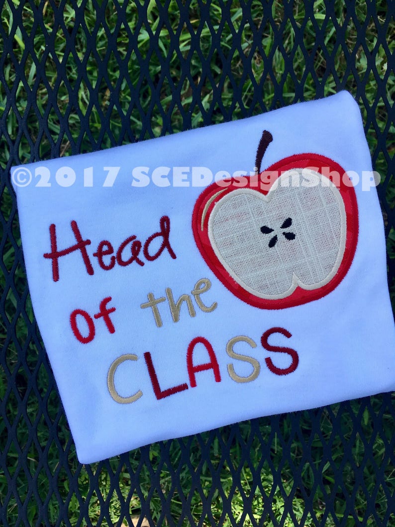 Head of the CLASS Applique Design School Apple Saying Etsy