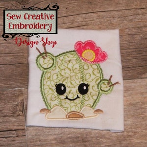 Lovely Cactus Applique Design, Two Versions, Three Sizes Each, Flower Cacuts Design, Cactus Applique Design - Digital Download Files