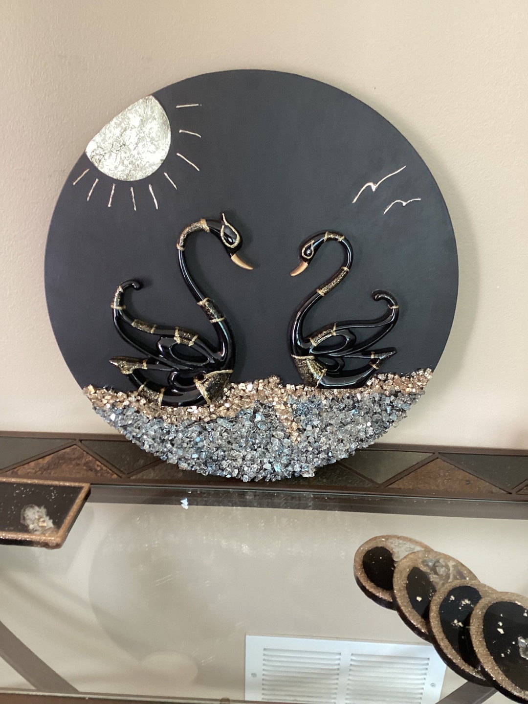 The Modern Black Swan Wall Art - Etsy