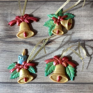 Gold Christmas bells Christmas ornaments set of 4