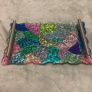 Decoratief dienblad in veelkleurige glitter