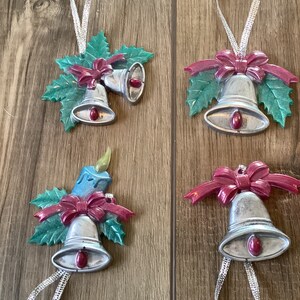 Silver Christmas bells Christmas ornaments set of 4