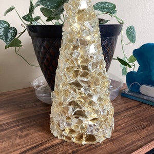 Handmade golden glass light up Christmas tree decor