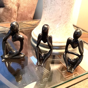 Pearl black thinking men statues for home decor