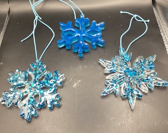 Blue Snowflake Christmas Ornaments