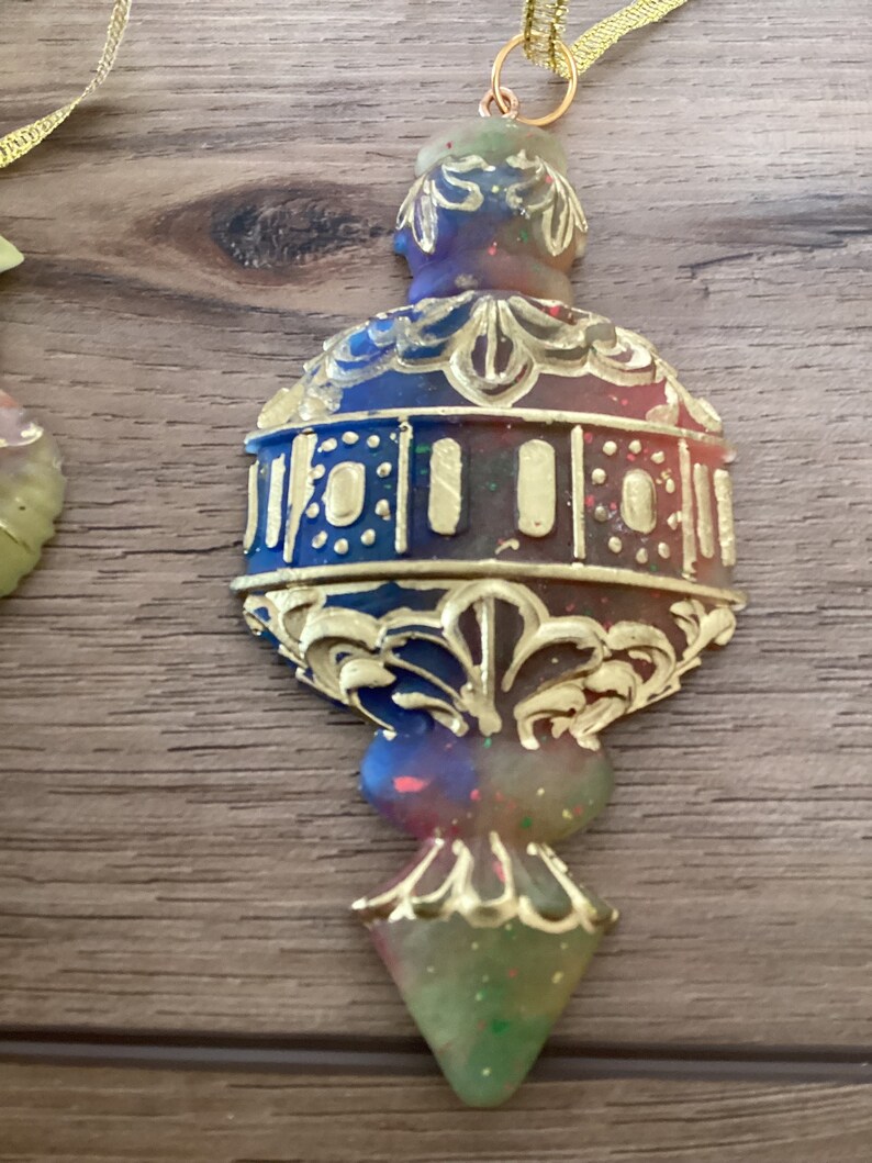 Antiqued Victorian Style Christmas Tree Ornaments in Rainbow, Pride